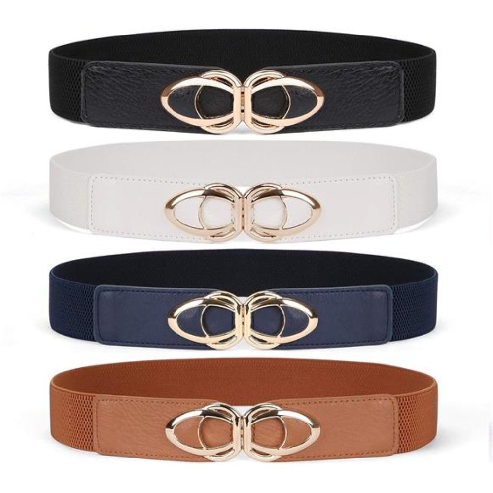 Women Skinny Belt for Dresses Retro Stretch Ladies Waist Belt Plus Size Set of 4